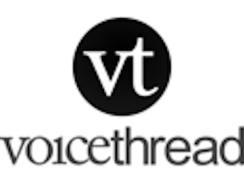 The letters v and t surrounded by a circle. The word Voicethread appears below, in boldface.