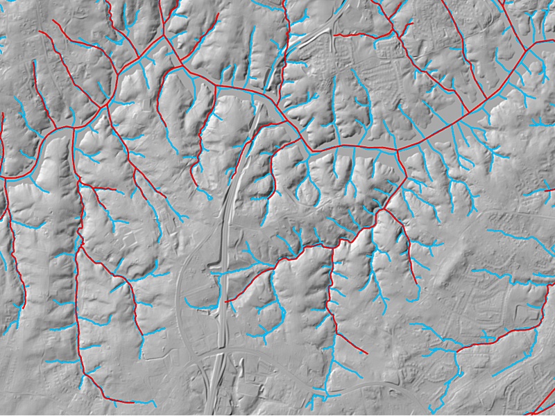 Image of waterways. The blue ones a newly identified.