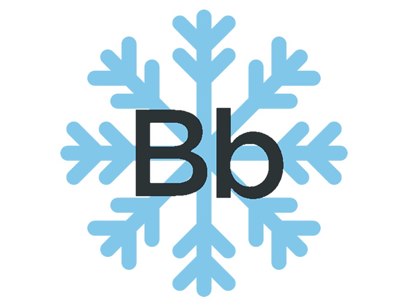 Blackboard "Bb" letters over a light blue snowflake