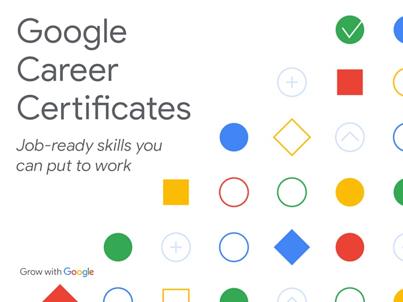 Google Career Certificates logo with decorative iconography