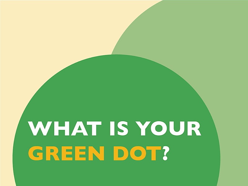 concentric green circles with text that reads what is your green dot?