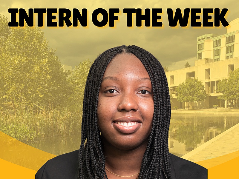 Intern of the week graphic featuring Aureliane Tchamdja