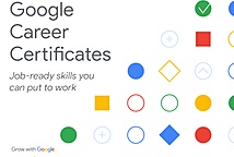 Google Career Certificates logo with decorative iconography