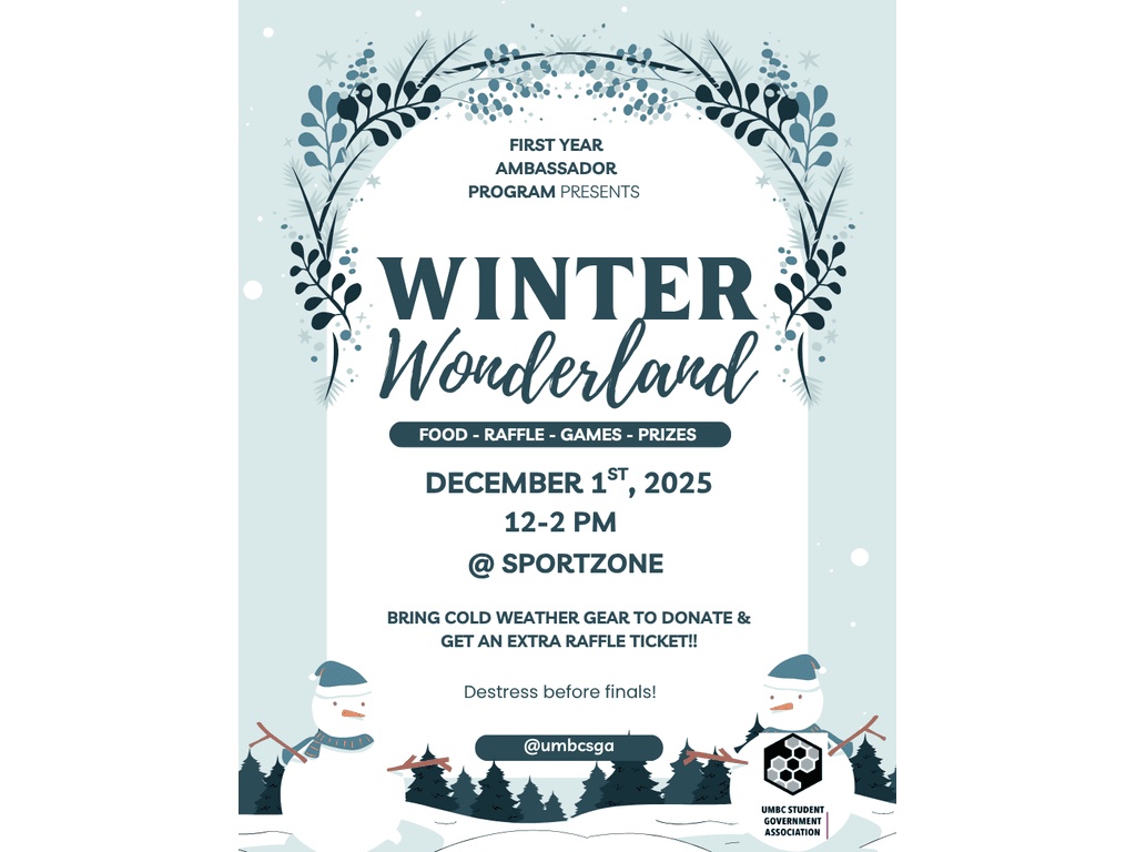 snowy scene with explanation of event time, date and location