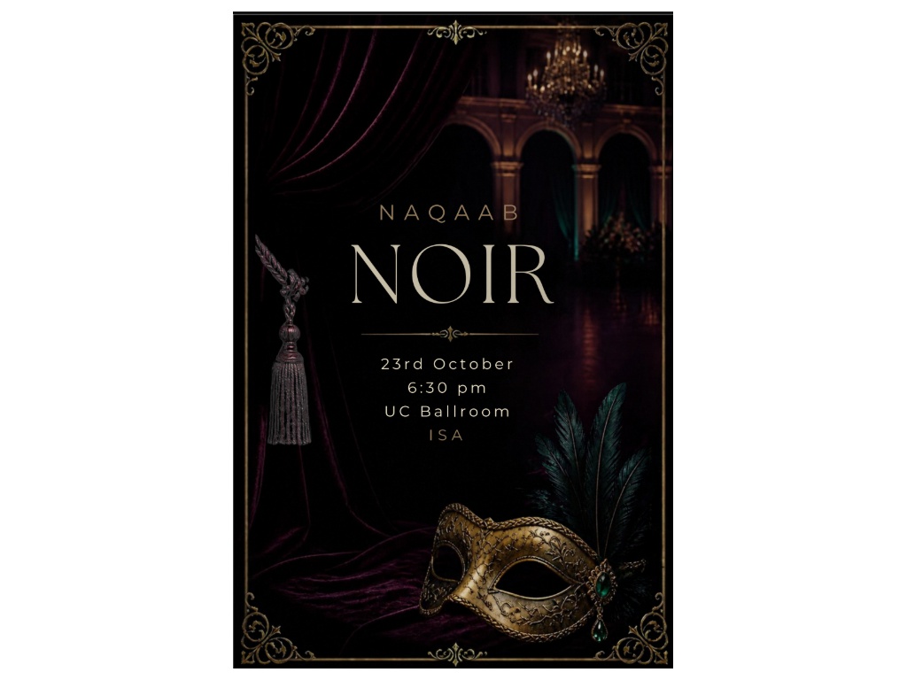 NAQAAB: NOIR, hosted by the UMBC Indian Student Association on October 23 at 6:30 PM in the UC Ballroom