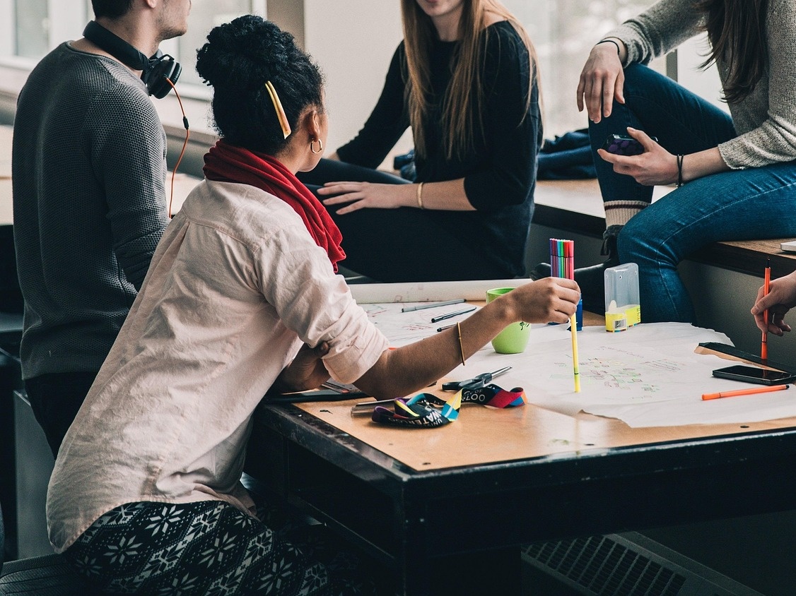 A group of students talking