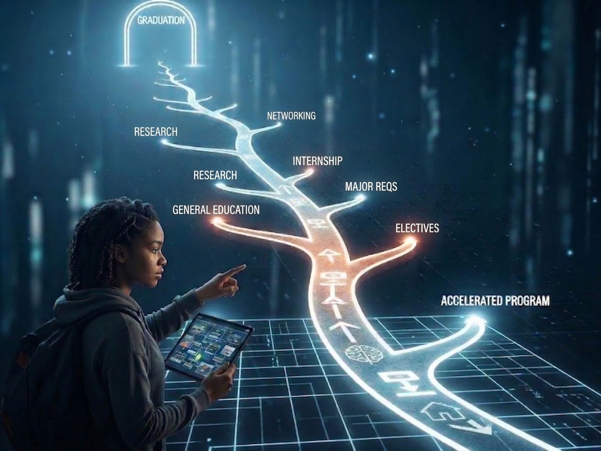 An AI-generated image of a student's potential path to graduation.