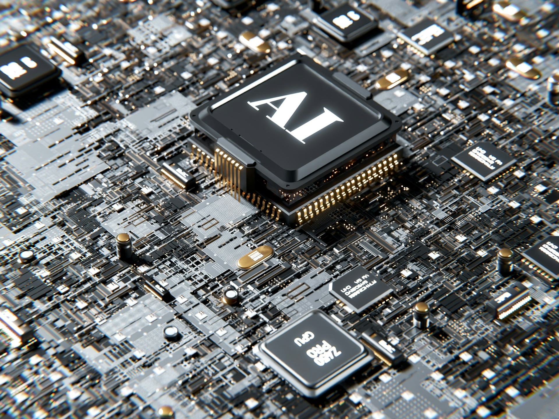 A computer board with the letters A-I written on a component of the board.