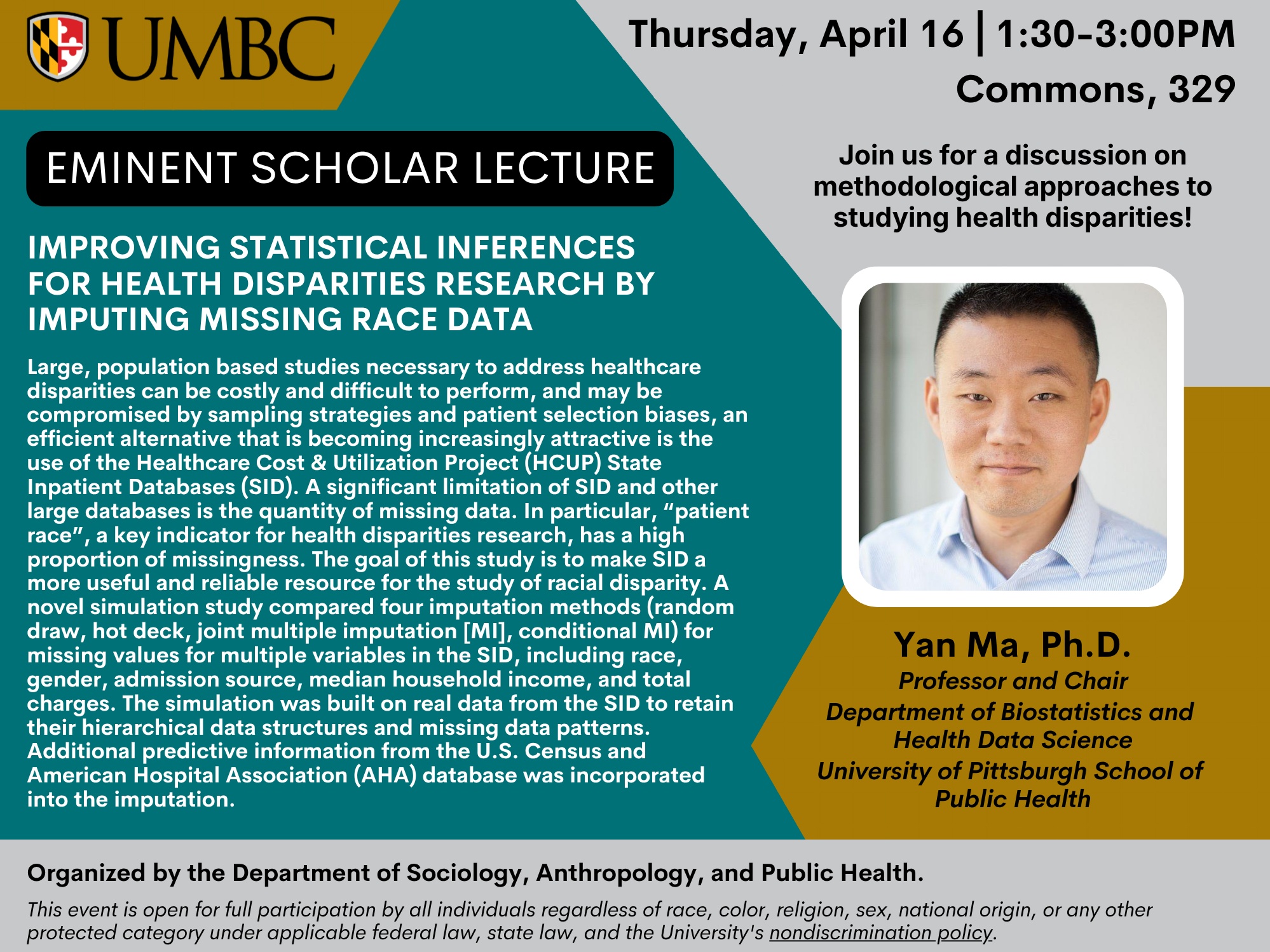 A close up headshot of Dr. Yan Ma with close-cropped black hair and a light blue shirt.