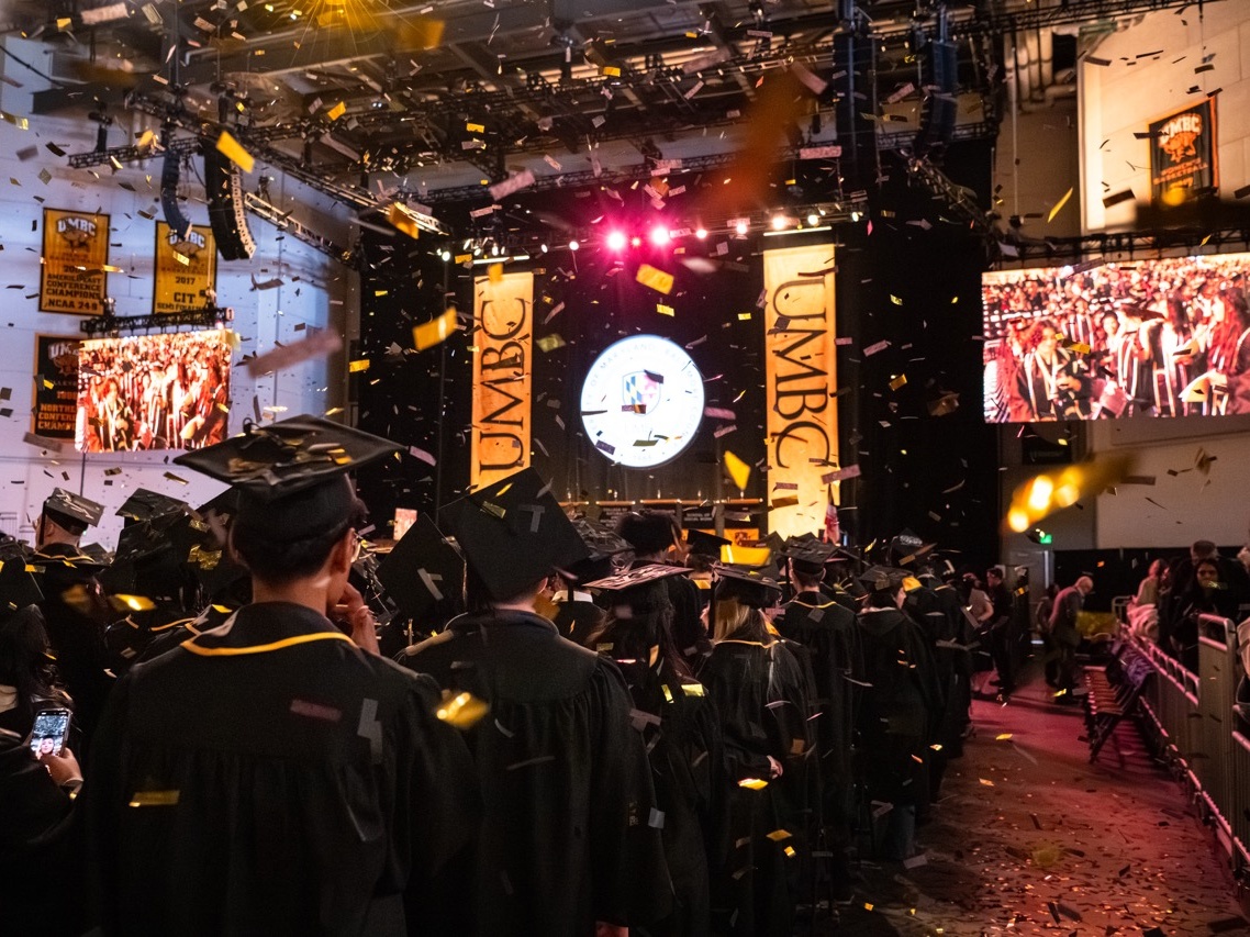 Confetti rains down at the conclusion of the Winter 2025 Undergraduate Commencement