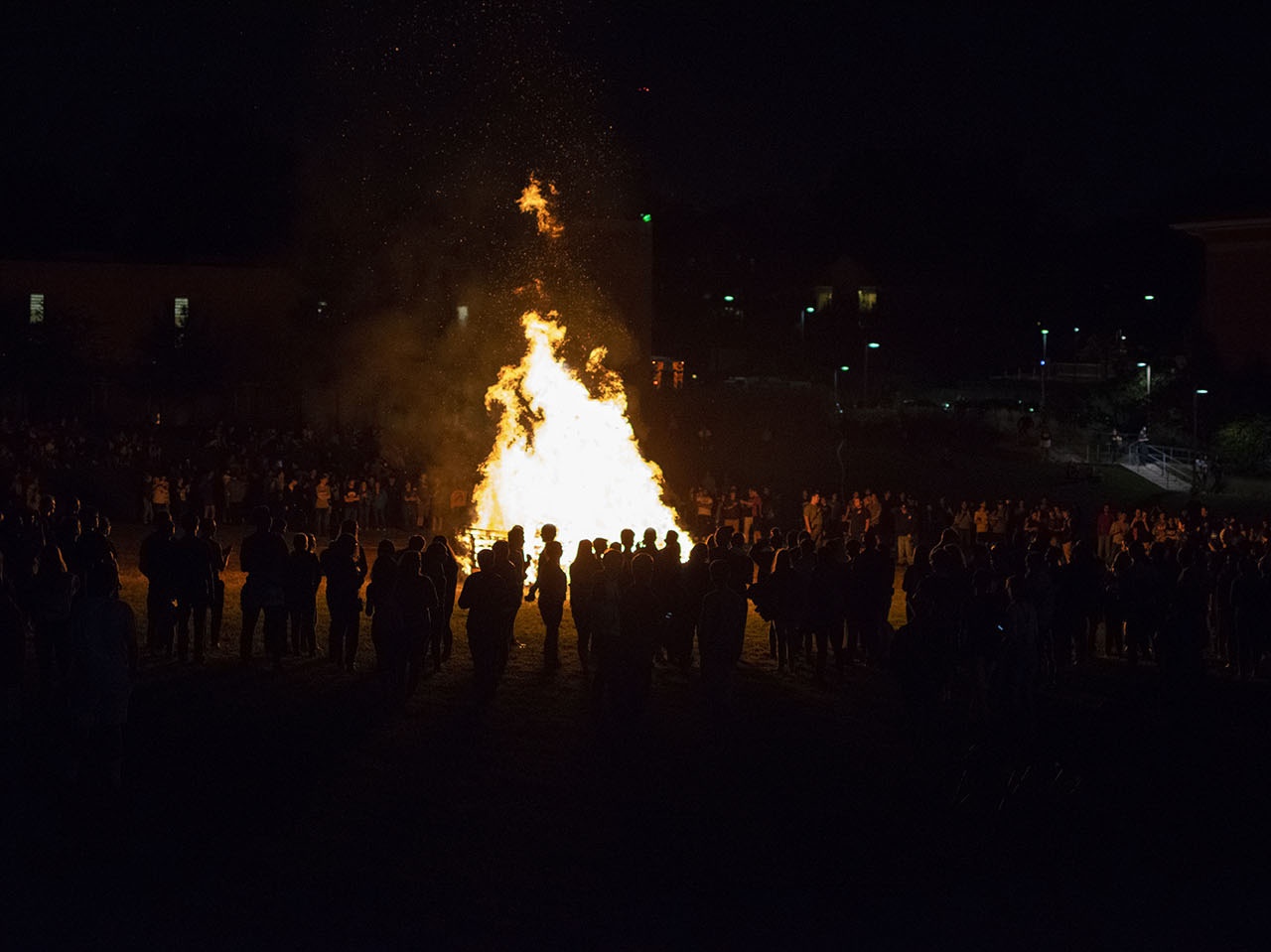 Bonfire on UMBC's Erickson Field