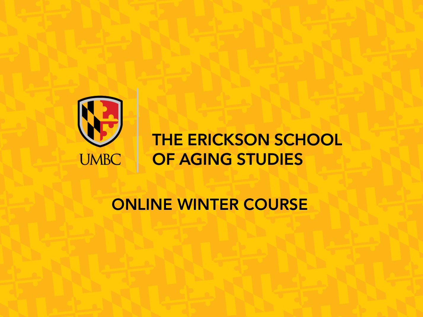The Erickson School of Aging Studies Logo. Underneath of the logo, "ONLINE WINTER COURSE" is written.