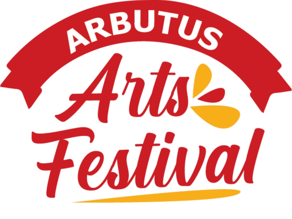 The Arbutus Arts Festival logo in red and gold.